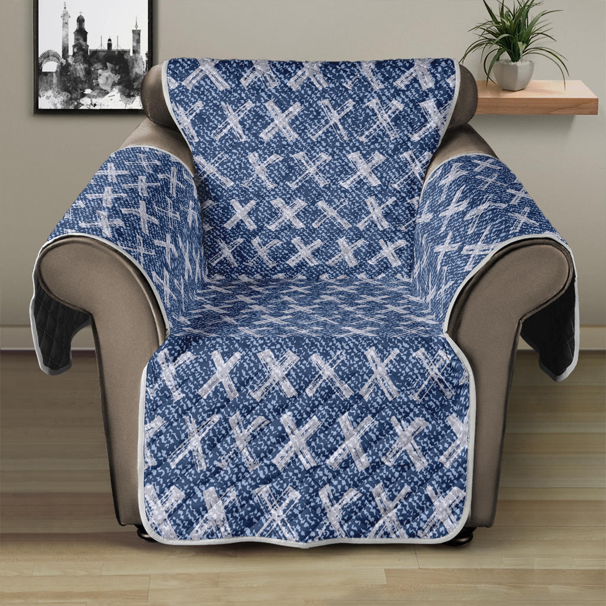 X Cross Denim Jeans Pattern Print Recliner Protector