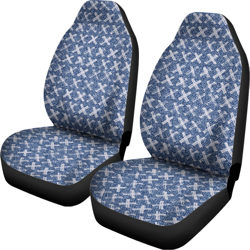 X Cross Denim Jeans Pattern Print Universal Fit Car Seat Covers