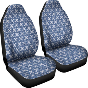 X Cross Denim Jeans Pattern Print Universal Fit Car Seat Covers