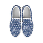 X Cross Denim Jeans Pattern Print White Slip On Shoes