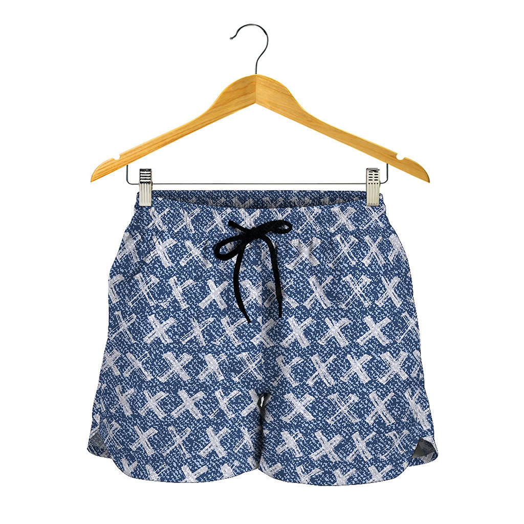 X Cross Denim Jeans Pattern Print Women's Shorts