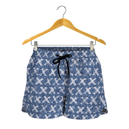 X Cross Denim Jeans Pattern Print Women's Shorts