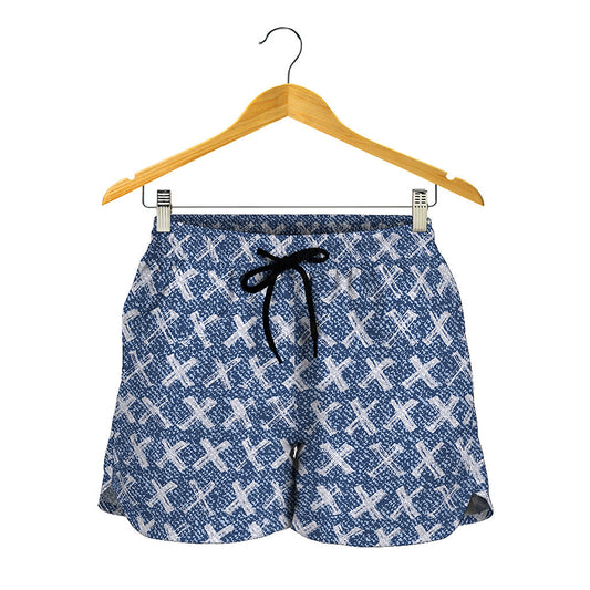 X Cross Denim Jeans Pattern Print Women's Shorts
