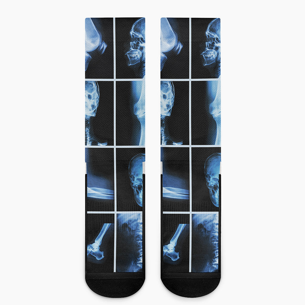 X-Ray Film Radiology Print Crew Socks