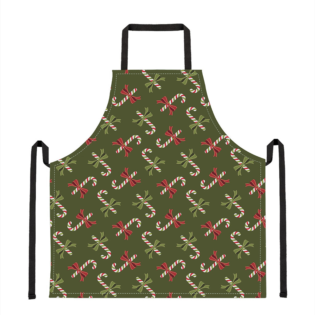 Xmas Candy Cane Pattern Print Apron