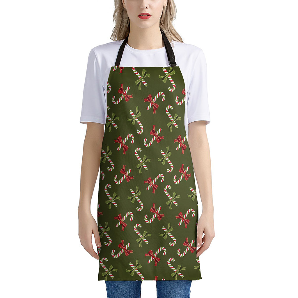 Xmas Candy Cane Pattern Print Apron