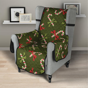 Xmas Candy Cane Pattern Print Armchair Protector