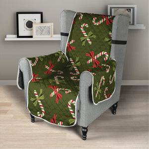 Xmas Candy Cane Pattern Print Armchair Protector