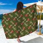 Xmas Candy Cane Pattern Print Beach Sarong Wrap