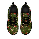 Xmas Candy Cane Pattern Print Black Sneakers