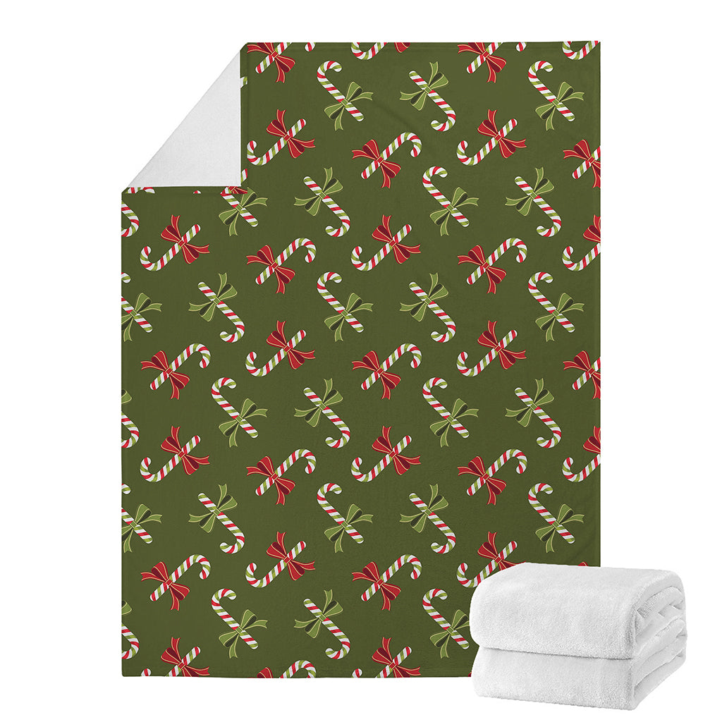 Xmas Candy Cane Pattern Print Blanket