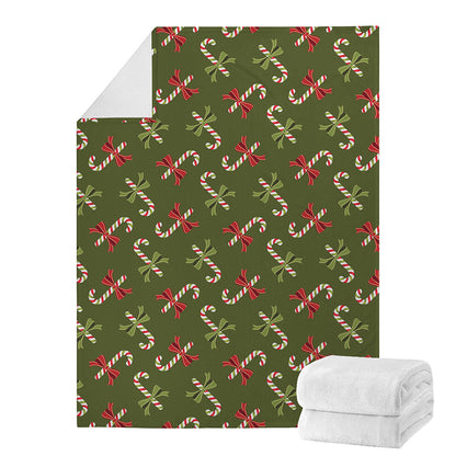Xmas Candy Cane Pattern Print Blanket