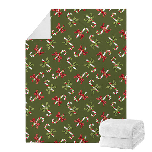 Xmas Candy Cane Pattern Print Blanket