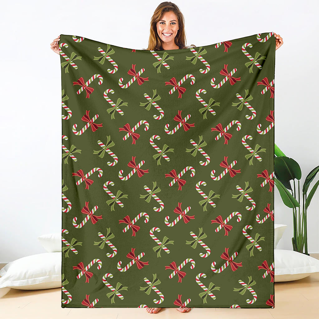 Xmas Candy Cane Pattern Print Blanket