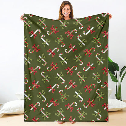 Xmas Candy Cane Pattern Print Blanket