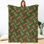 Xmas Candy Cane Pattern Print Blanket