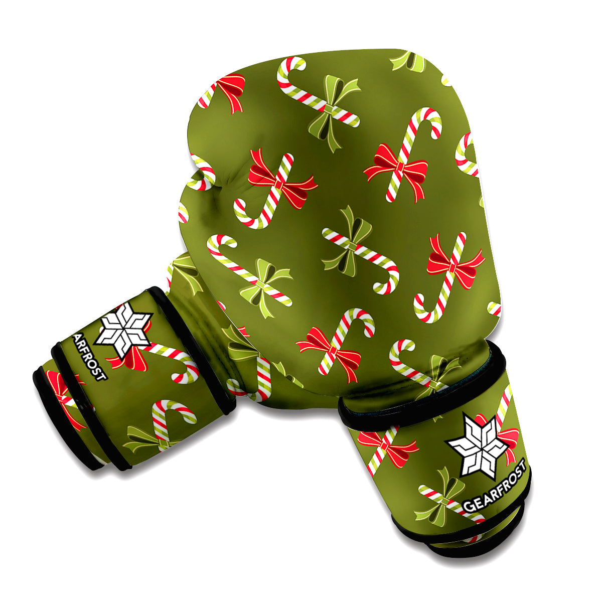 Xmas Candy Cane Pattern Print Boxing Gloves