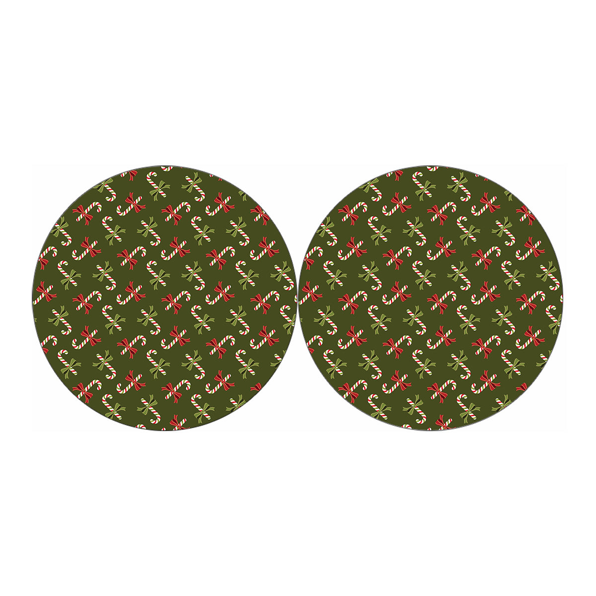 Xmas Candy Cane Pattern Print Car Coasters
