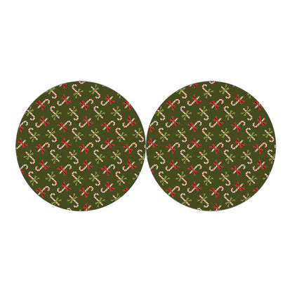 Xmas Candy Cane Pattern Print Car Coasters