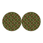 Xmas Candy Cane Pattern Print Car Coasters