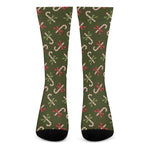 Xmas Candy Cane Pattern Print Crew Socks