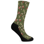 Xmas Candy Cane Pattern Print Crew Socks