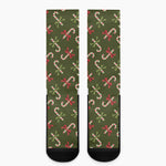 Xmas Candy Cane Pattern Print Crew Socks