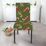 Xmas Candy Cane Pattern Print Dining Chair Slipcover