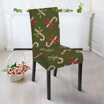 Xmas Candy Cane Pattern Print Dining Chair Slipcover