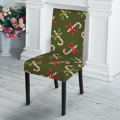 Xmas Candy Cane Pattern Print Dining Chair Slipcover