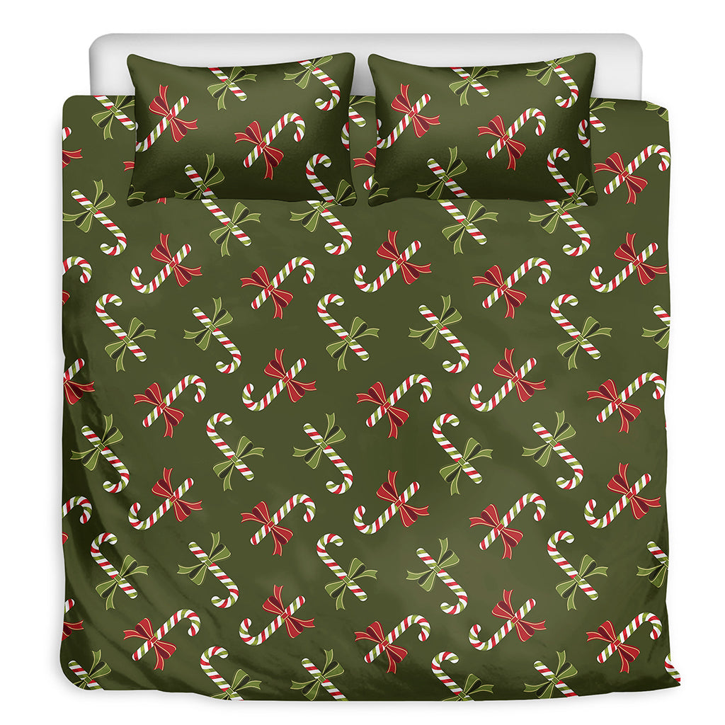 Xmas Candy Cane Pattern Print Duvet Cover Bedding Set