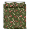 Xmas Candy Cane Pattern Print Duvet Cover Bedding Set