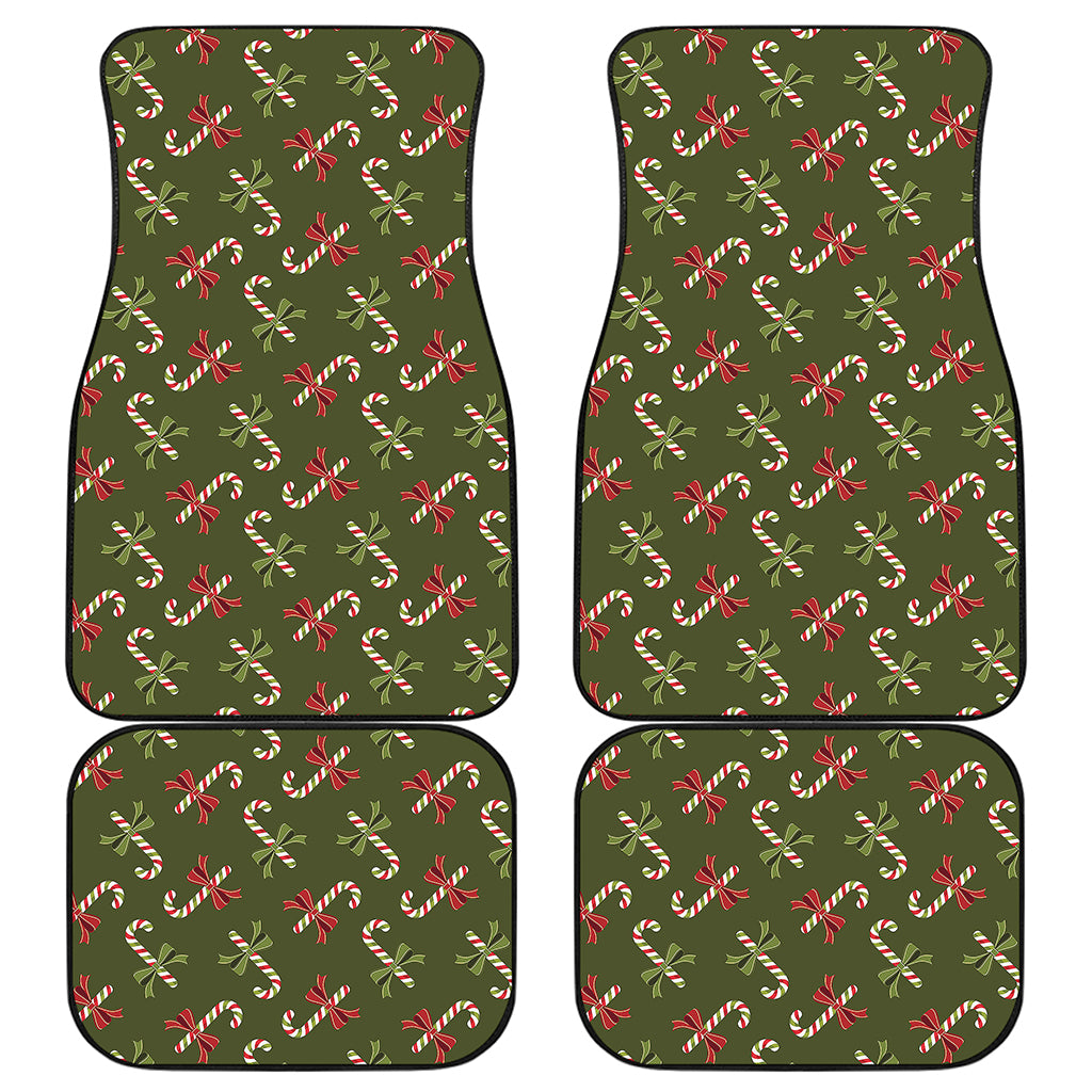 Xmas Candy Cane Pattern Print Front and Back Car Floor Mats