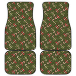 Xmas Candy Cane Pattern Print Front and Back Car Floor Mats