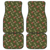 Xmas Candy Cane Pattern Print Front and Back Car Floor Mats