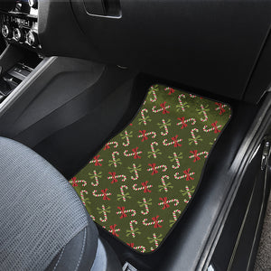 Xmas Candy Cane Pattern Print Front and Back Car Floor Mats