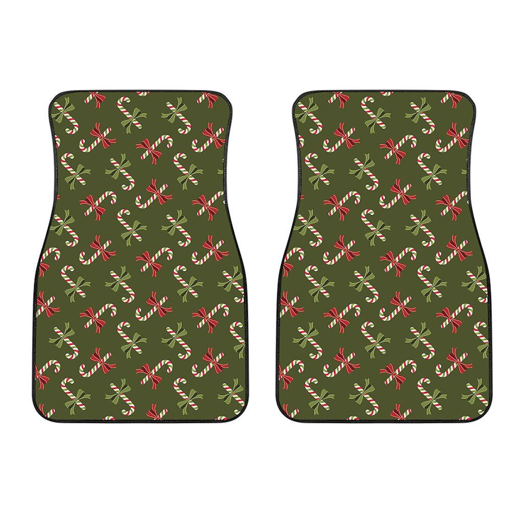 Xmas Candy Cane Pattern Print Front Car Floor Mats