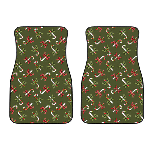 Xmas Candy Cane Pattern Print Front Car Floor Mats