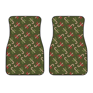 Xmas Candy Cane Pattern Print Front Car Floor Mats