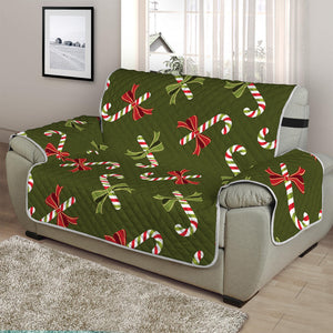 Xmas Candy Cane Pattern Print Half Sofa Protector