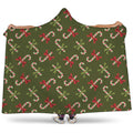 Xmas Candy Cane Pattern Print Hooded Blanket