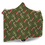 Xmas Candy Cane Pattern Print Hooded Blanket