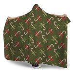 Xmas Candy Cane Pattern Print Hooded Blanket