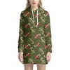 Xmas Candy Cane Pattern Print Hoodie Dress