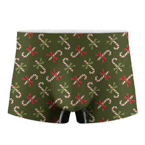 Xmas Candy Cane Pattern Print Men's Boxer Briefs