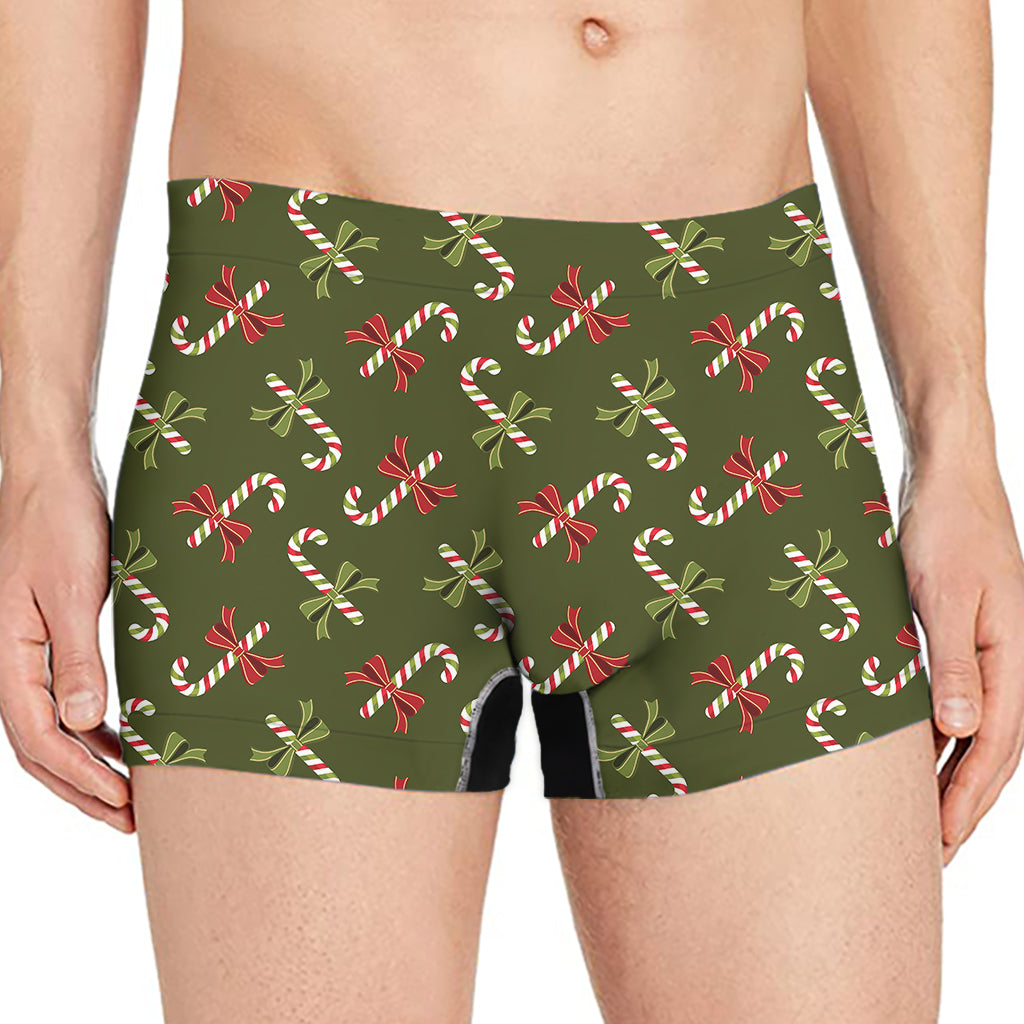 Xmas Candy Cane Pattern Print Men's Boxer Briefs