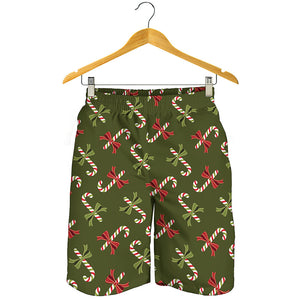 Xmas Candy Cane Pattern Print Men's Shorts