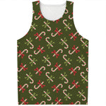 Xmas Candy Cane Pattern Print Men's Tank Top