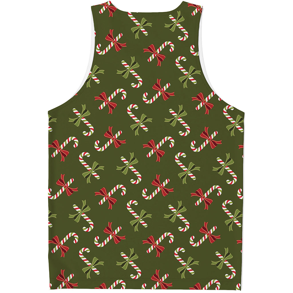 Xmas Candy Cane Pattern Print Men's Tank Top