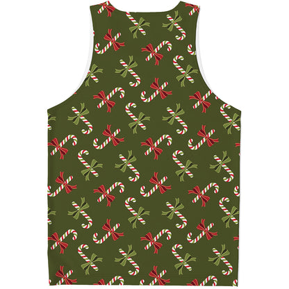 Xmas Candy Cane Pattern Print Men's Tank Top
